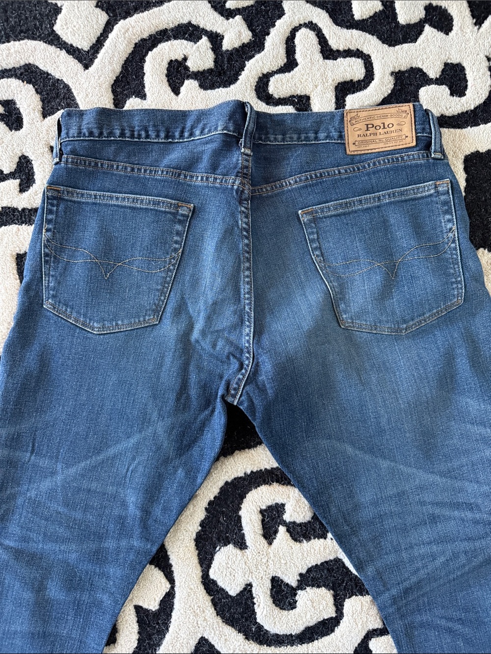 Polo by Ralph Lauren Men’s Slim Straight Jeans - Dark Blue Wash - Picture 8 of 10